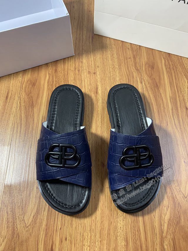 Balenciaga經典款男鞋 巴黎世家頂級版本男士夏季牛皮鞋面涼拖  hdbl1288